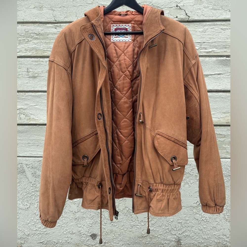VINTAGE Adler Suede Hooded Quilted Jacket